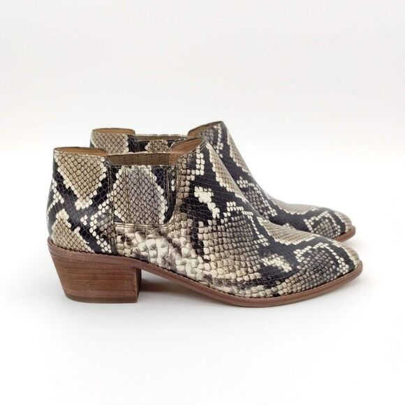 Madewell Sonia Booties Faux Snake Embossed Low Chelsea Leather Boots Size 7.5 - Picture 5 of 12